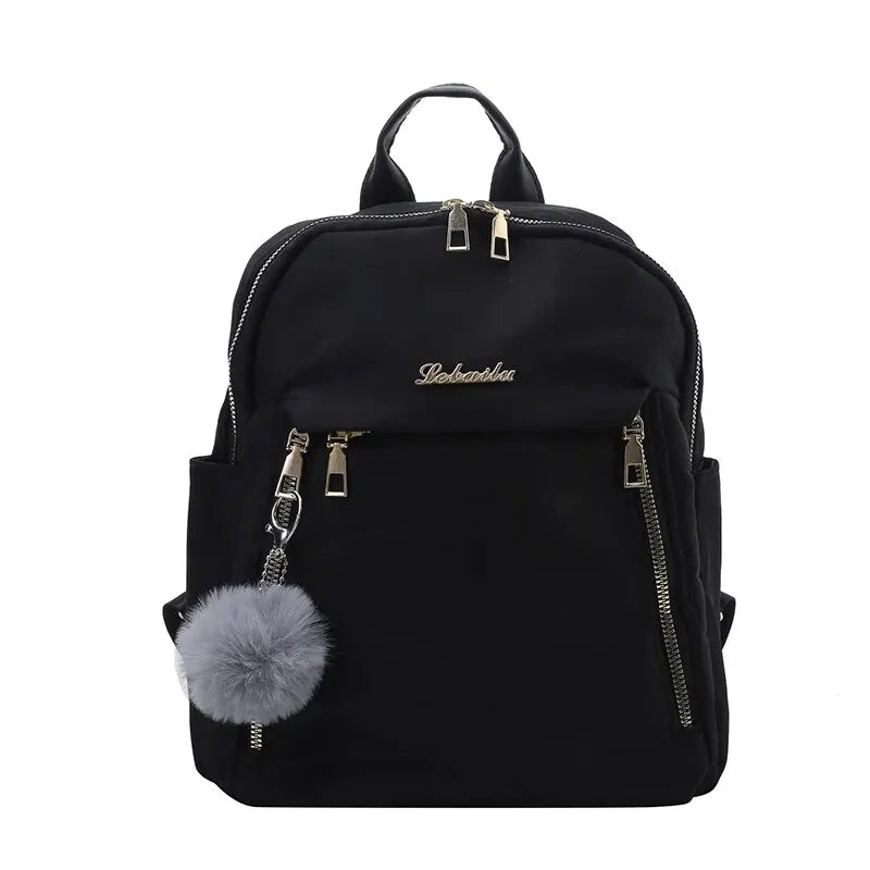 Black Large Capacity Travel Backpack – Unisex Student School Bag, Fabric