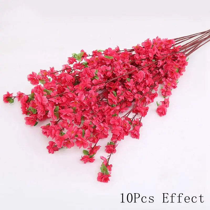 Sakura Artificial Flowers Bouquet for Garden Party Wedding Marriage Decoration Home Room Decor Fake Flowers Table Vase Ornament