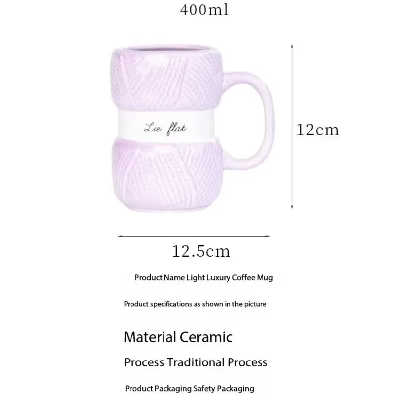 Wool Knit Pattern Coffee Mug – Ceramic Cosy Textured Cup for Hot Drinks