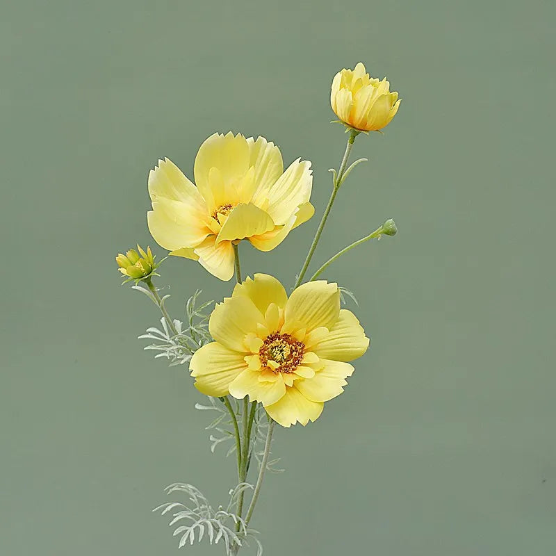 Artificial Cosmos Flower Branch – 4-Fork Stem for Home & Wedding Décor