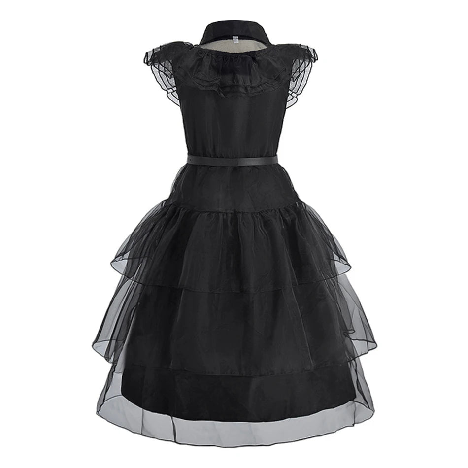 Girls Gothic Black Costume Dress – Spooky Princess Outfit for Halloween & Parties