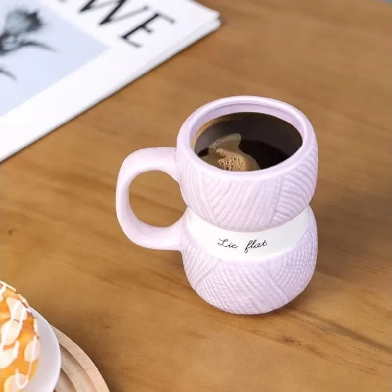 Wool Knit Pattern Coffee Mug – Ceramic Cosy Textured Cup for Hot Drinks