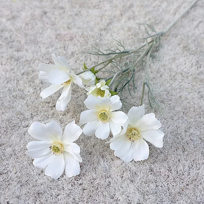 Artificial Cosmos Flower Branch – 4-Fork Stem for Home & Wedding Décor