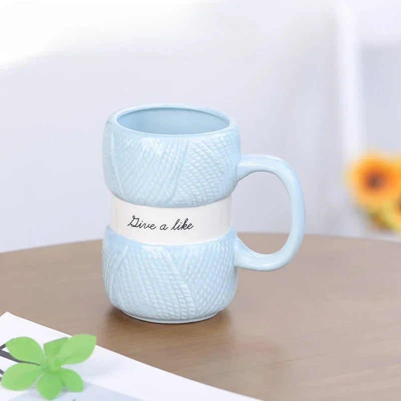Wool Knit Pattern Coffee Mug – Ceramic Cosy Textured Cup for Hot Drinks