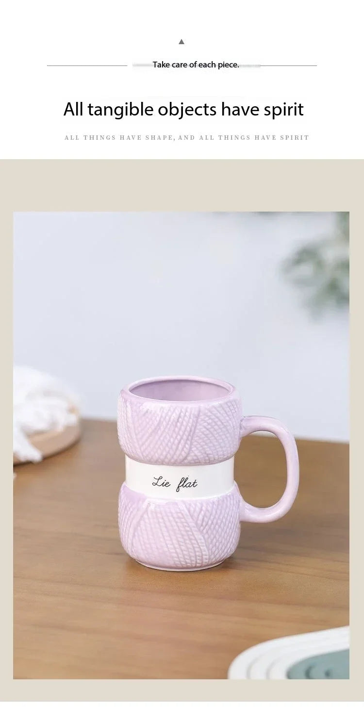 Wool Knit Pattern Coffee Mug – Ceramic Cosy Textured Cup for Hot Drinks