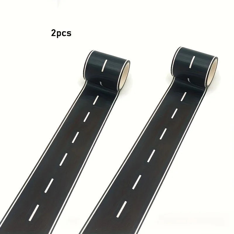 Reusable Cartoon Road Track Stickers – Black Road Tape for Racing Party Decor