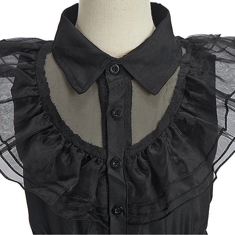 Girls Gothic Black Costume Dress – Spooky Princess Outfit for Halloween & Parties