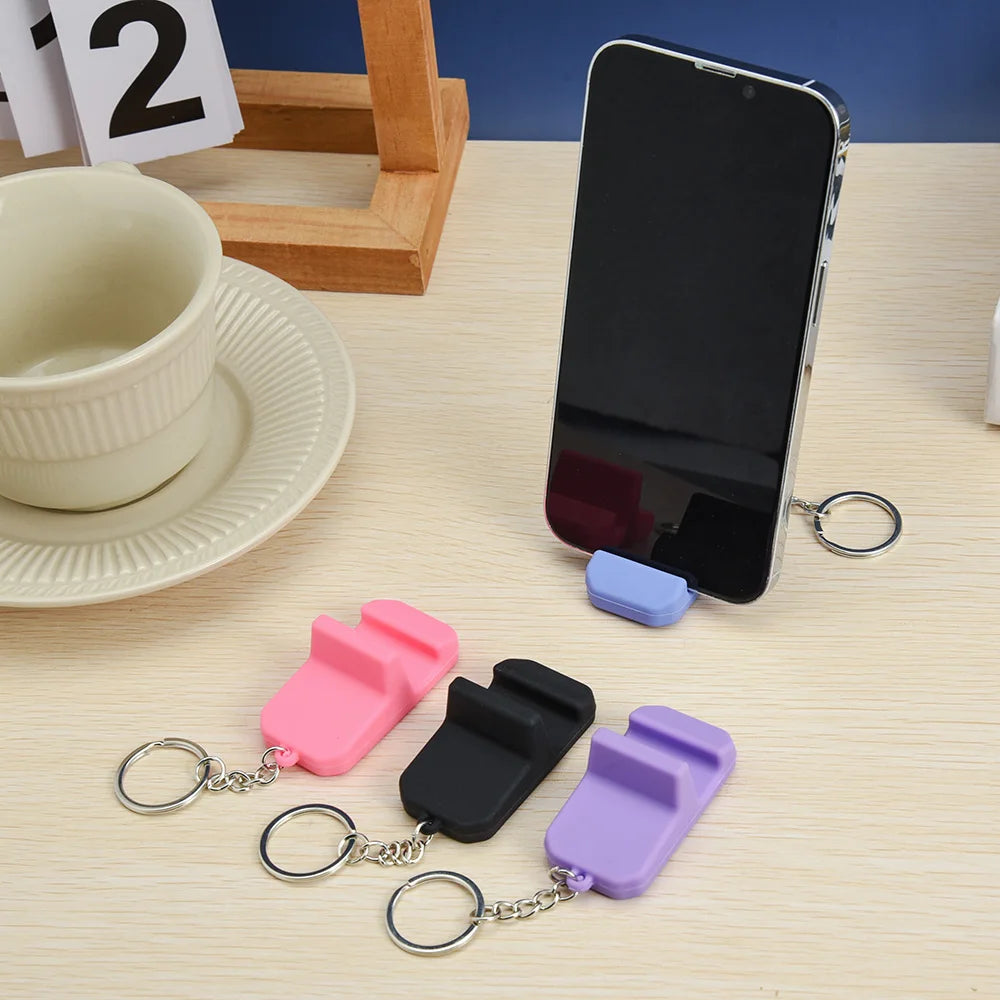 Mini Silicone Phone Stand Key Ring – Portable Bracket Holder for Smartphones