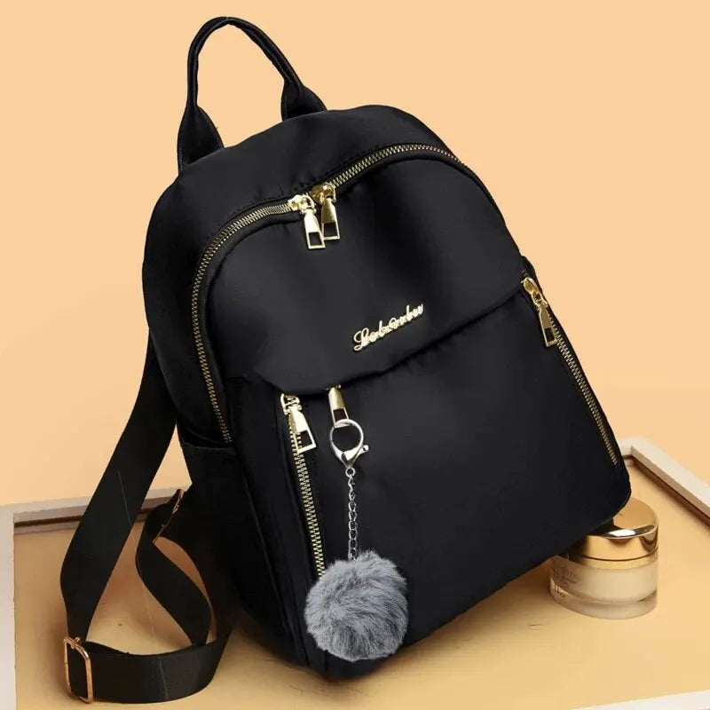 Black Large Capacity Travel Backpack – Unisex Student School Bag, Fabric
