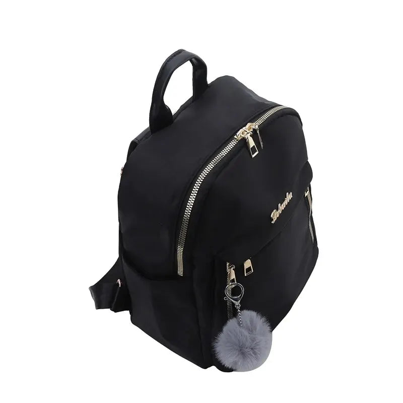 Black Large Capacity Travel Backpack – Unisex Student School Bag, Fabric