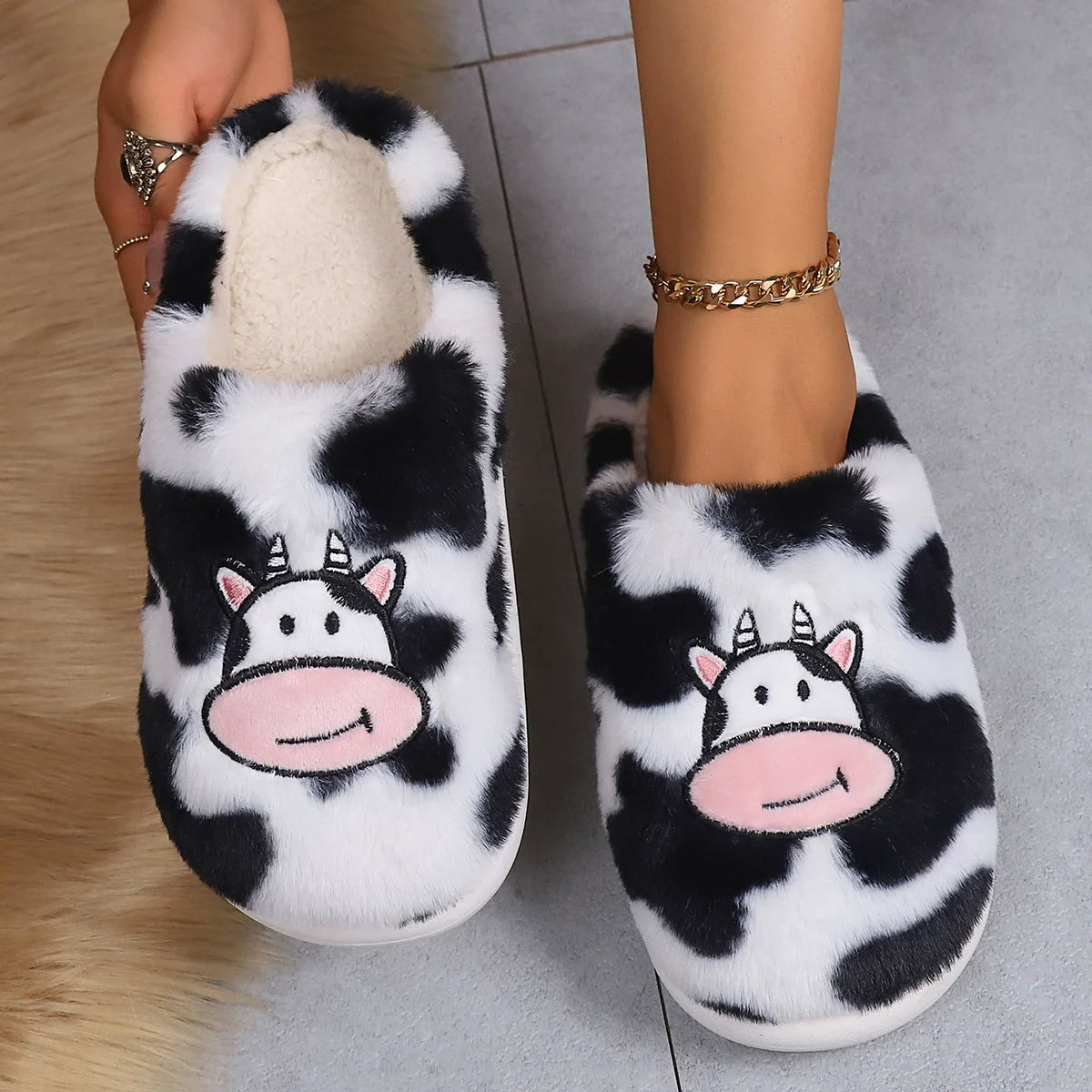 Women’s Cow Print Slippers