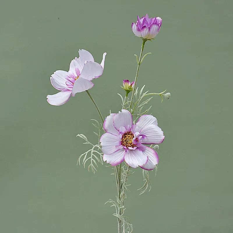 Artificial Cosmos Flower Branch – 4-Fork Stem for Home & Wedding Décor