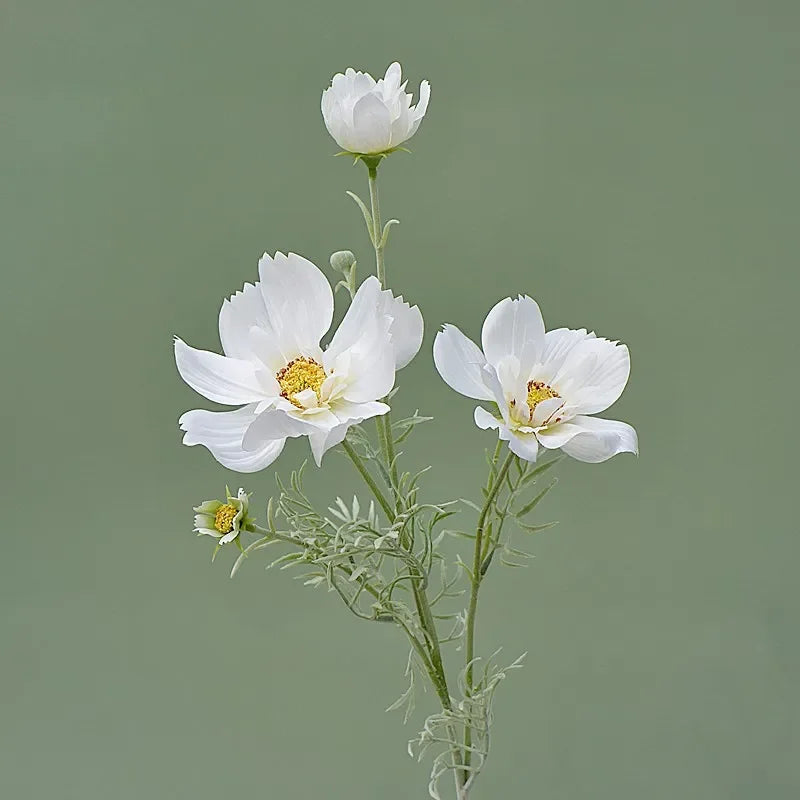 Artificial Cosmos Flower Branch – 4-Fork Stem for Home & Wedding Décor