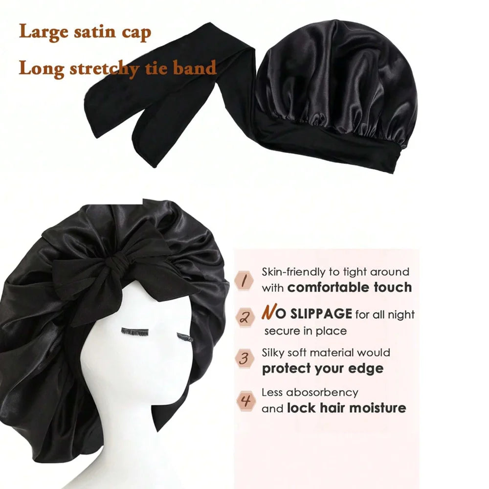 Silk / Satin Adjustable Sleep Bonnet – Hair Protecting Night Cap for Women & Men