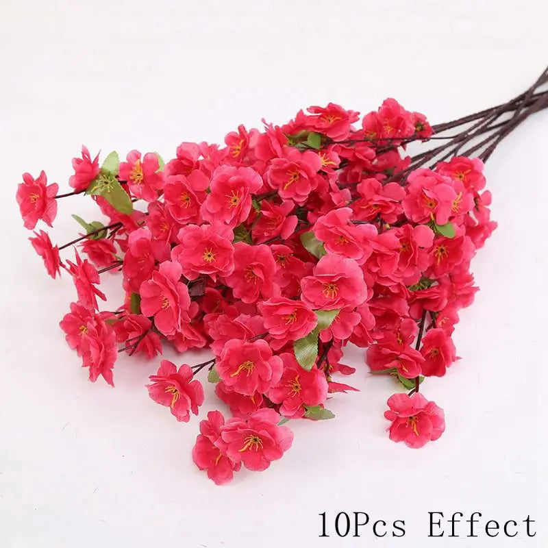 Sakura Artificial Flowers Bouquet for Garden Party Wedding Marriage Decoration Home Room Decor Fake Flowers Table Vase Ornament