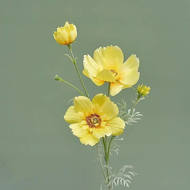 Artificial Cosmos Flower Branch – 4-Fork Stem for Home & Wedding Décor