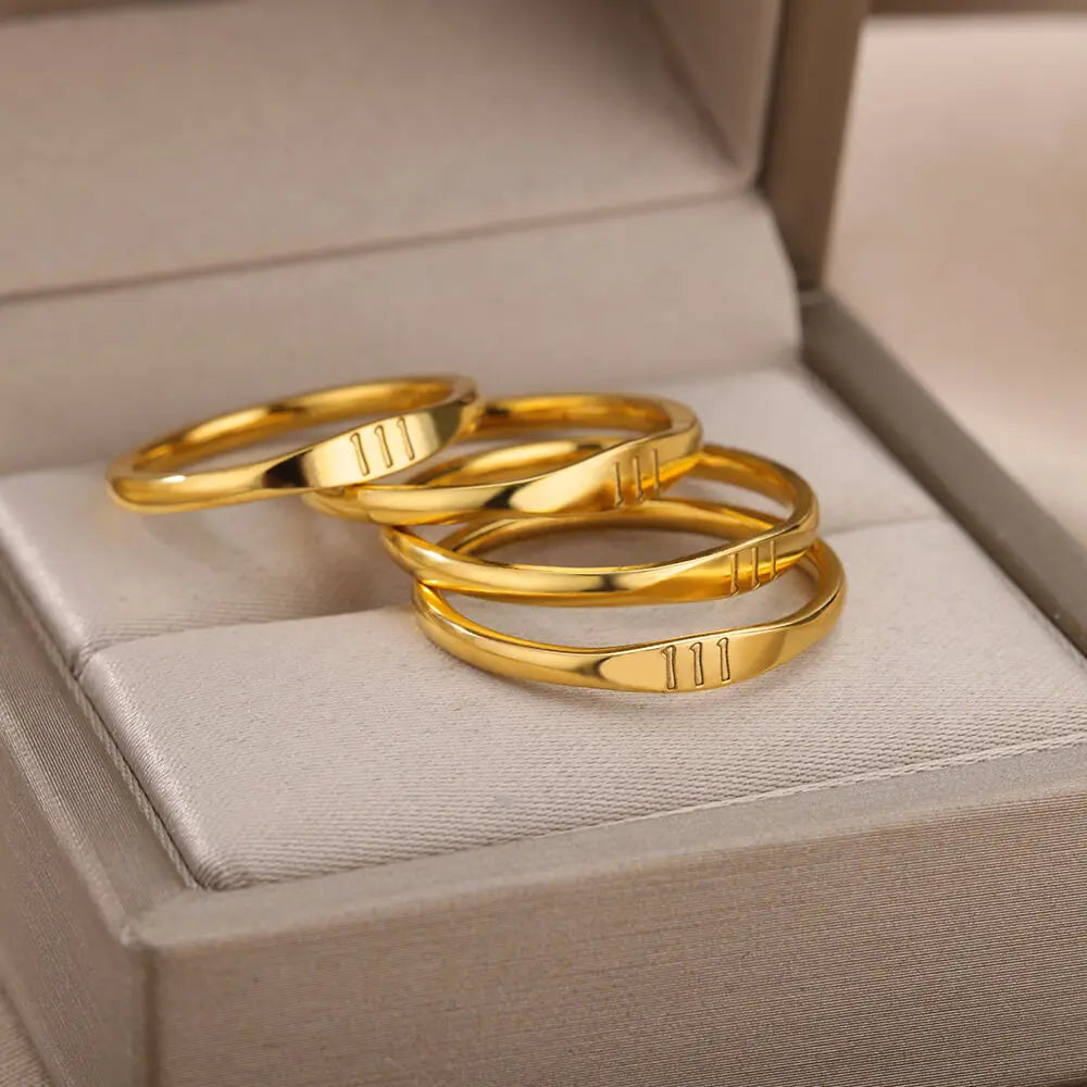 11:11 Angel Number Rings for Women – Gold Stainless Steel