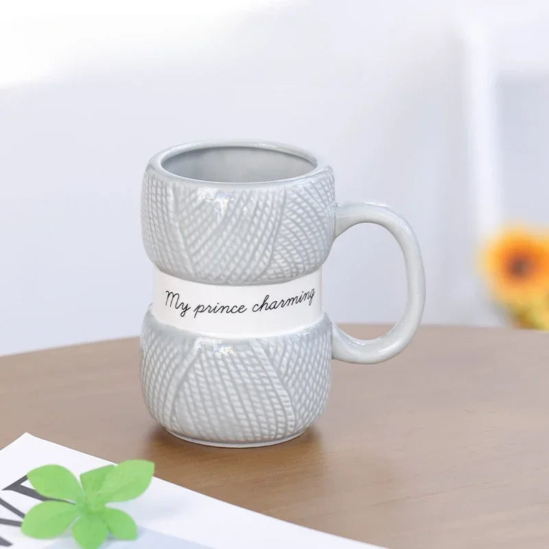 Wool Knit Pattern Coffee Mug – Ceramic Cosy Textured Cup for Hot Drinks