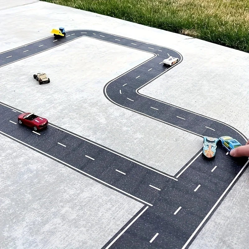 Reusable Cartoon Road Track Stickers – Black Road Tape for Racing Party Decor