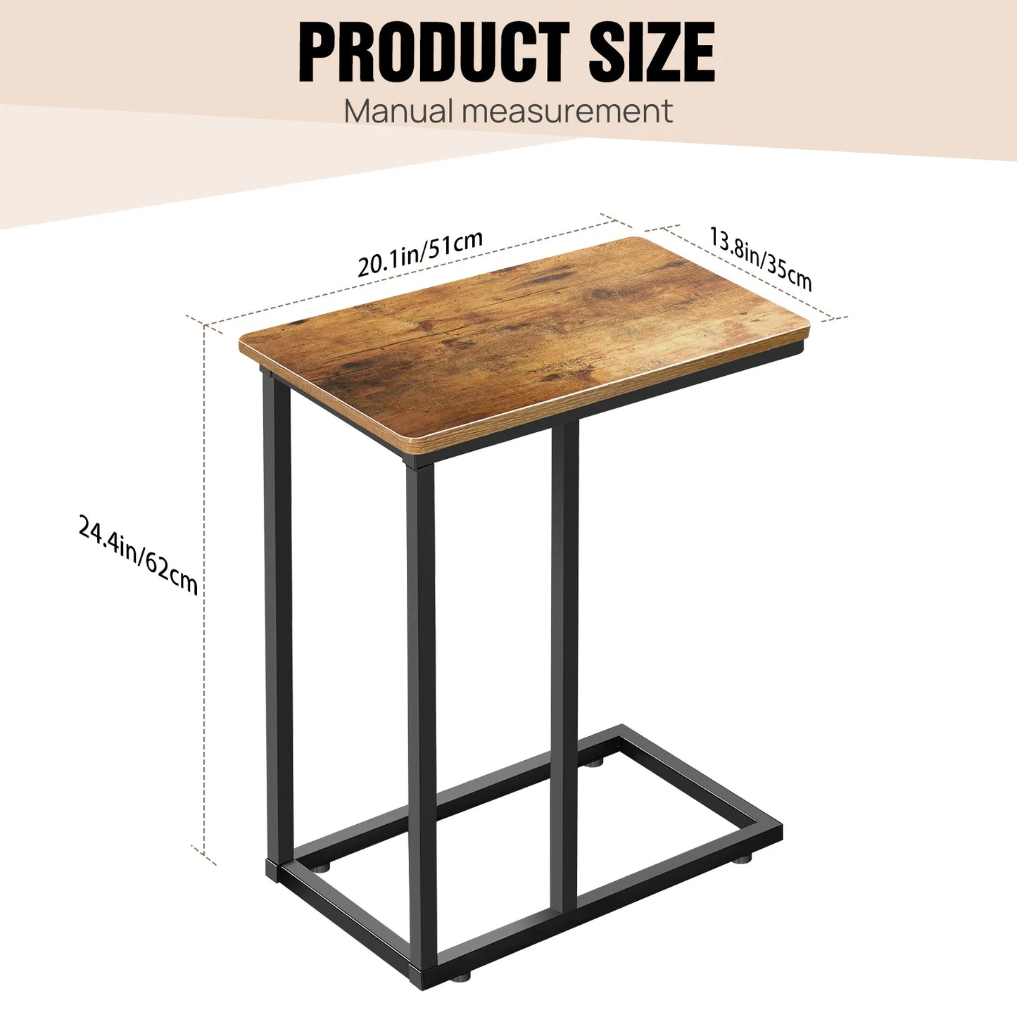 C-Shaped Side Table Laptop Sofa Table – Small Corner Coffee/Bedside Snack Table for Living Room