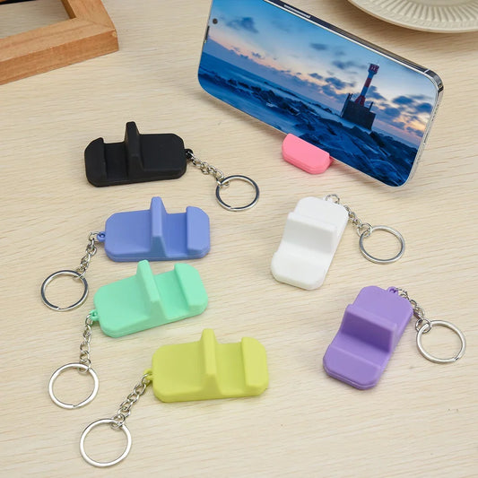 Mini Silicone Phone Stand Key Ring – Portable Bracket Holder for Smartphones