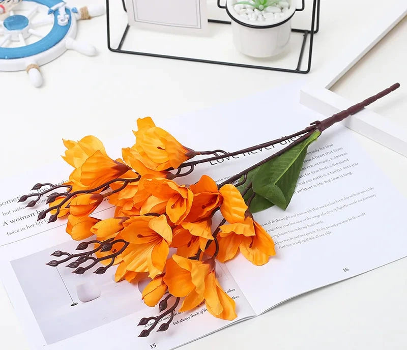 Artificial Magnolia Flower Bouquet – 5 Stems 20 Heads for Home & Wedding Décor