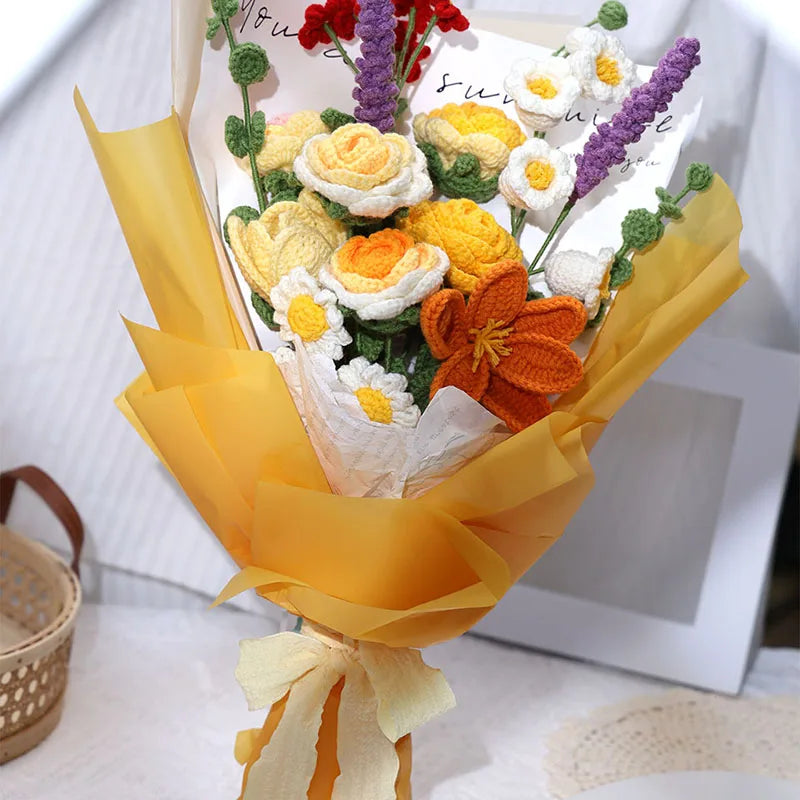Crochet Bouquet Flowers DIY Kit — Yarn, Hooks & Instructions for Beginners