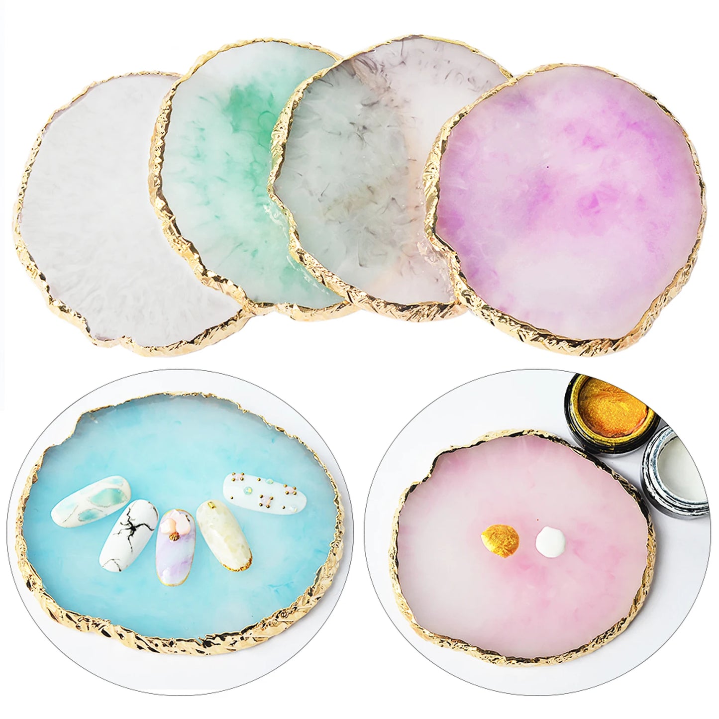 1PC Round Crystal Agate Holder – Decorative Coaster & Jewellery Holder