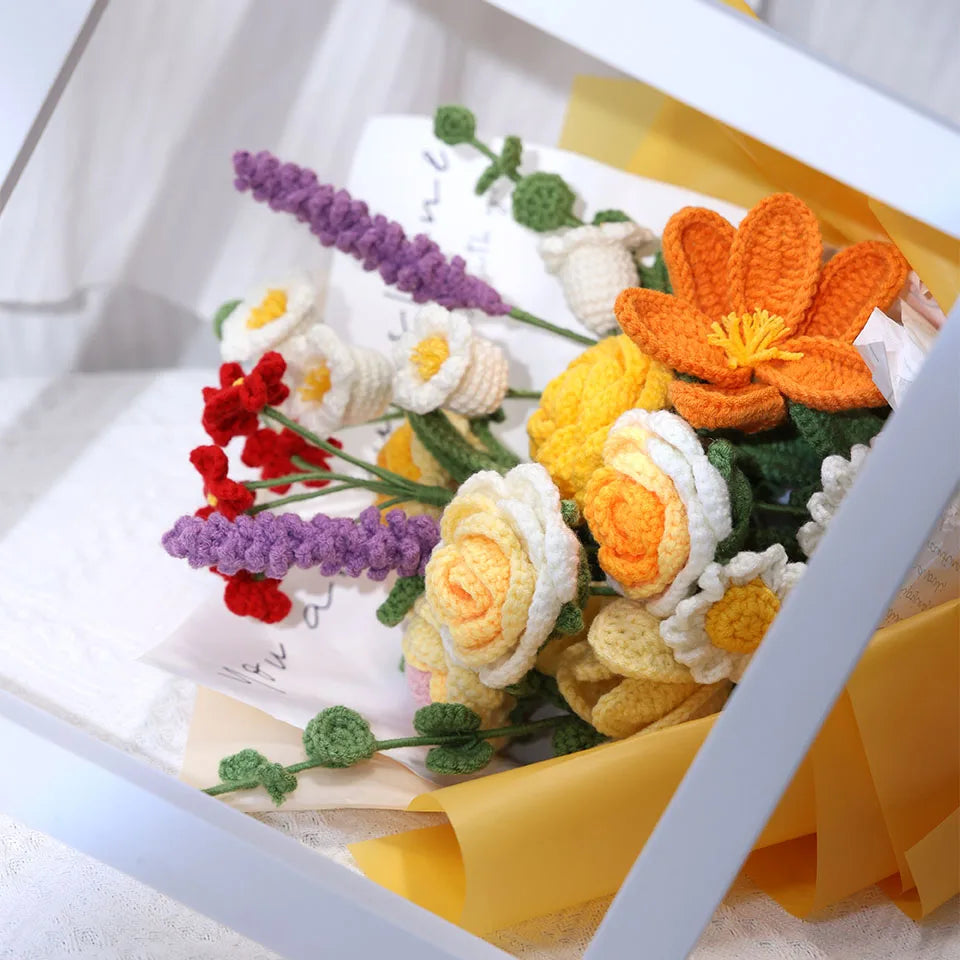 Crochet Bouquet Flowers DIY Kit — Yarn, Hooks & Instructions for Beginners