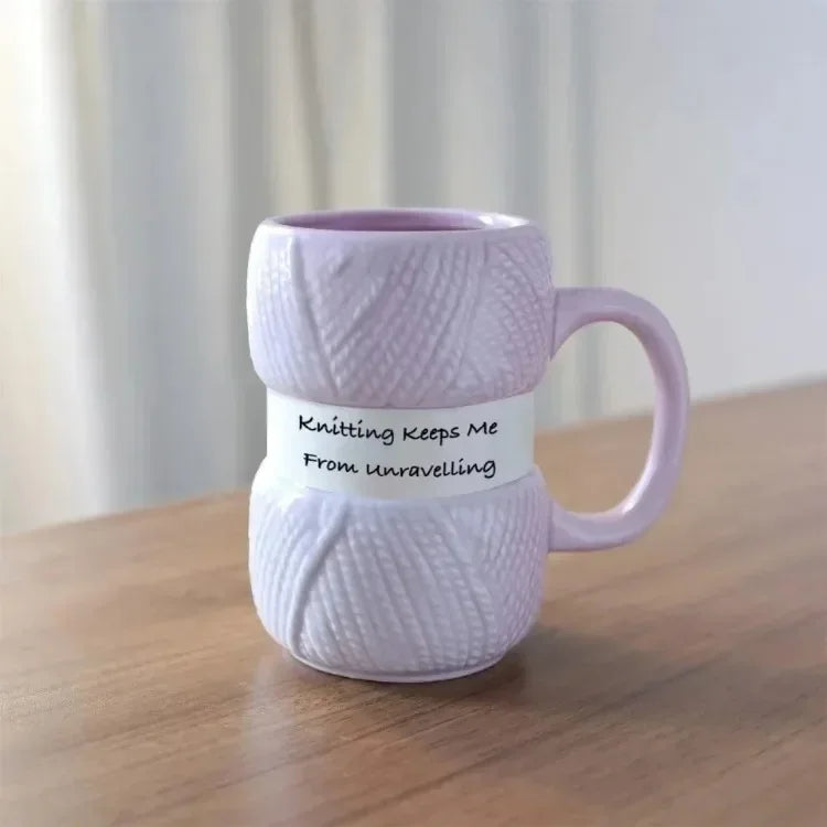Wool Knit Pattern Coffee Mug – Ceramic Cosy Textured Cup for Hot Drinks