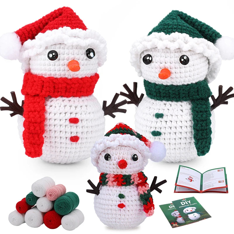 Christmas Crochet Kit – DIY Santa, Reindeer, Snowman & Tree with Yarn & Hooks