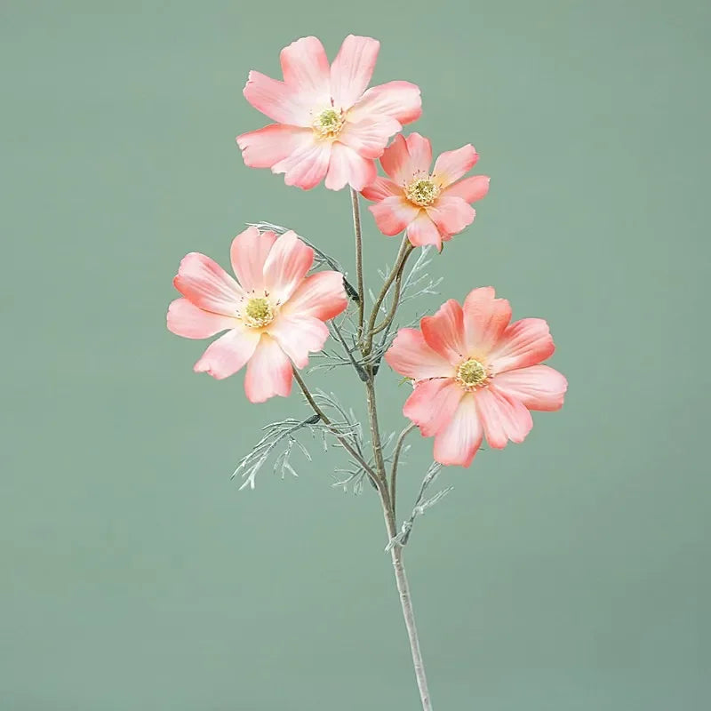 Artificial Cosmos Flower Branch – 4-Fork Stem for Home & Wedding Décor