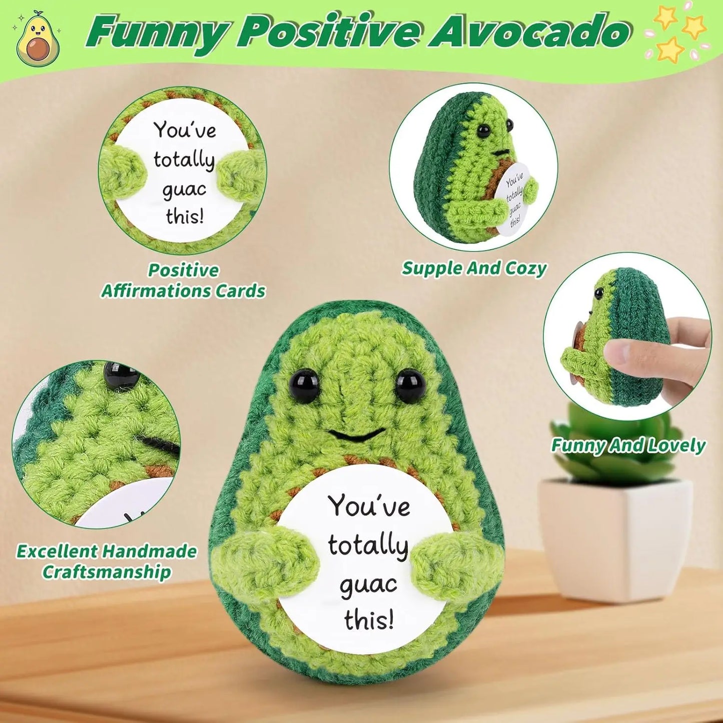 Positive Energy Crochet Pocket Wellbeing Hug Doll – Avocado, Bee, Turtle, Duck & More