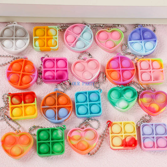 20pcs Mini Pop Bubble Fidget Keychains – Stress Relief & Sensory Toys