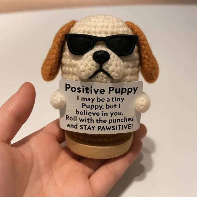 Positive Crochet Puppy – Handmade Mini Dog Gift to Encourage & Inspire