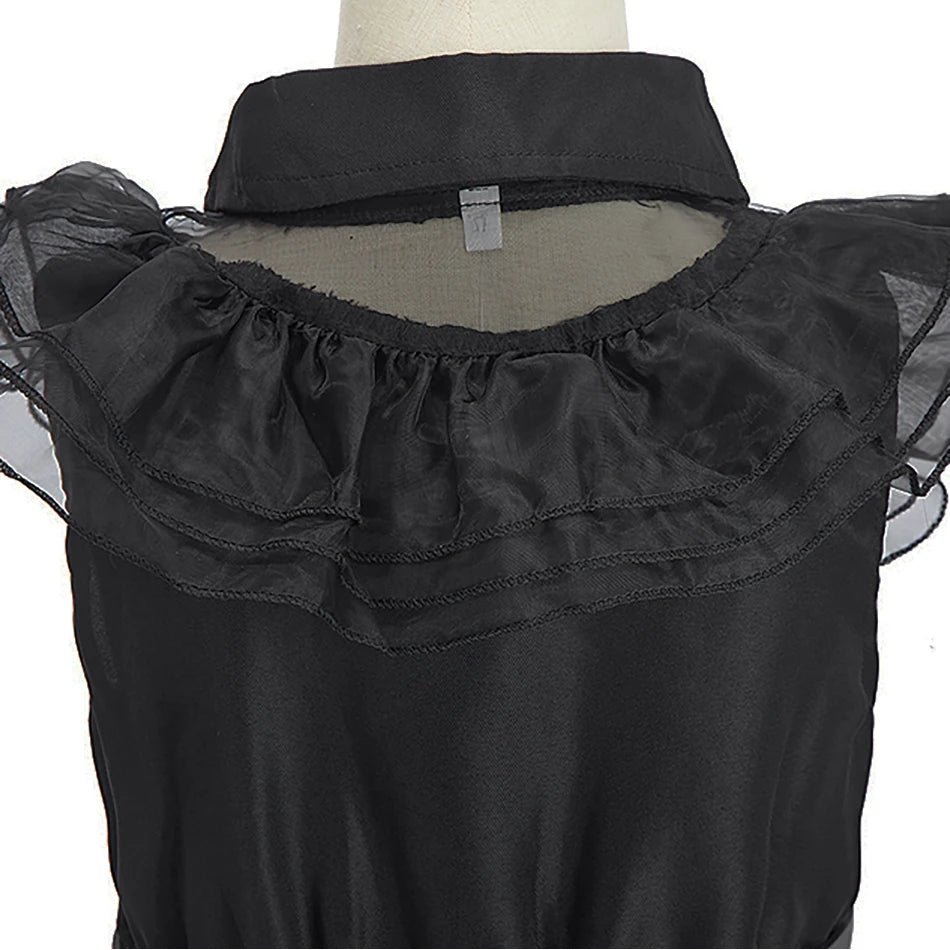 Girls Gothic Black Costume Dress – Spooky Princess Outfit for Halloween & Parties