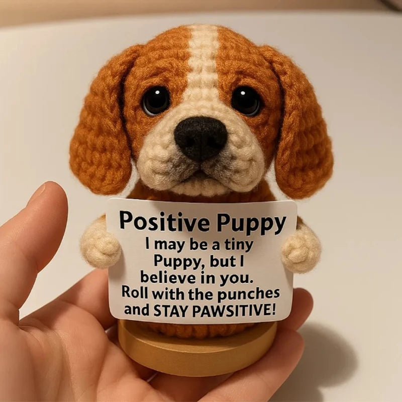 Positive Crochet Puppy – Handmade Mini Dog Gift to Encourage & Inspire