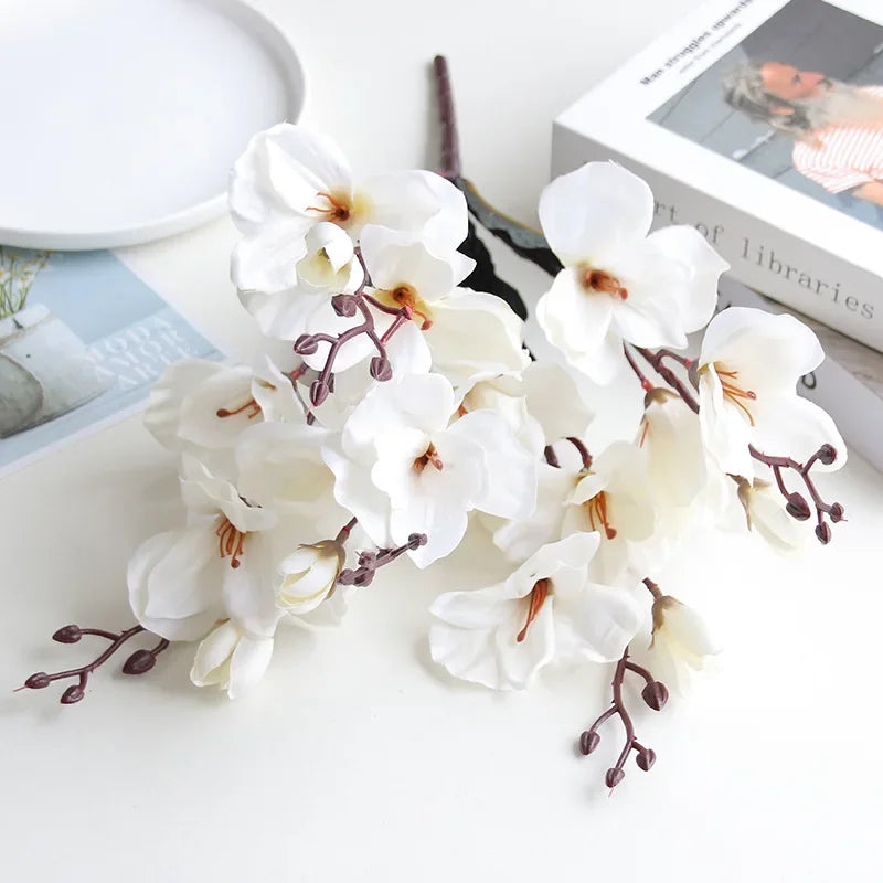 Artificial Magnolia Flower Bouquet – 5 Stems 20 Heads for Home & Wedding Décor