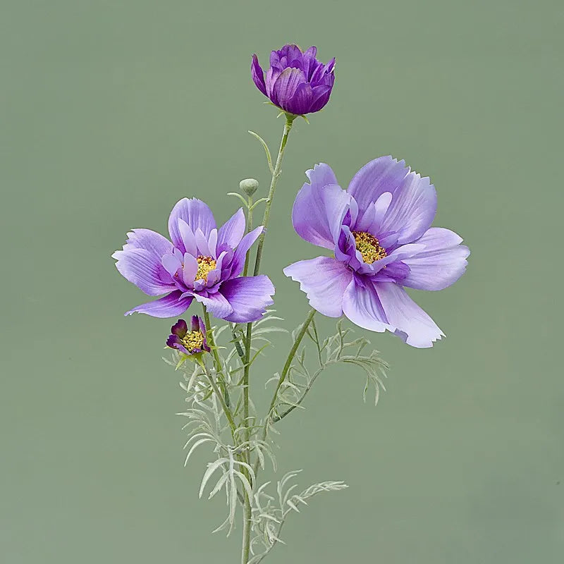 Artificial Cosmos Flower Branch – 4-Fork Stem for Home & Wedding Décor