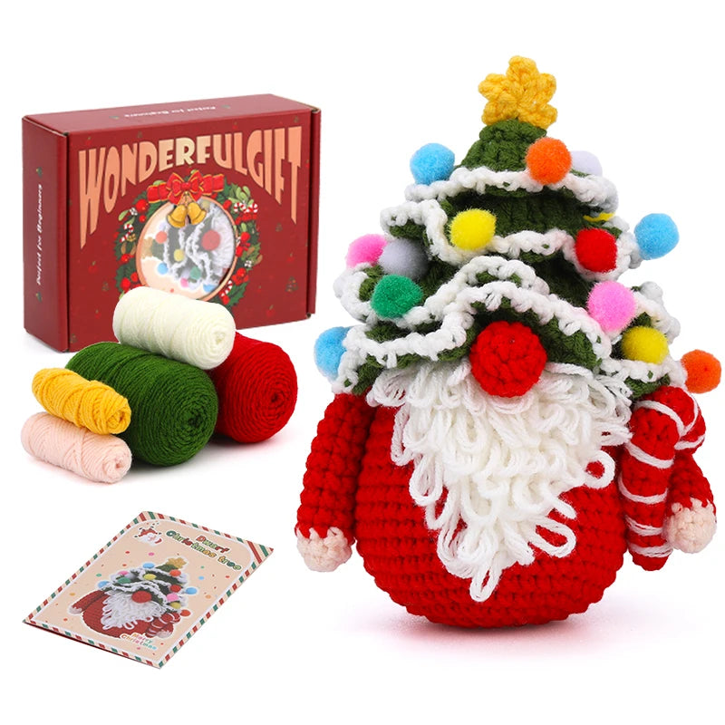 Christmas Crochet Kit – DIY Santa, Reindeer, Snowman & Tree with Yarn & Hooks