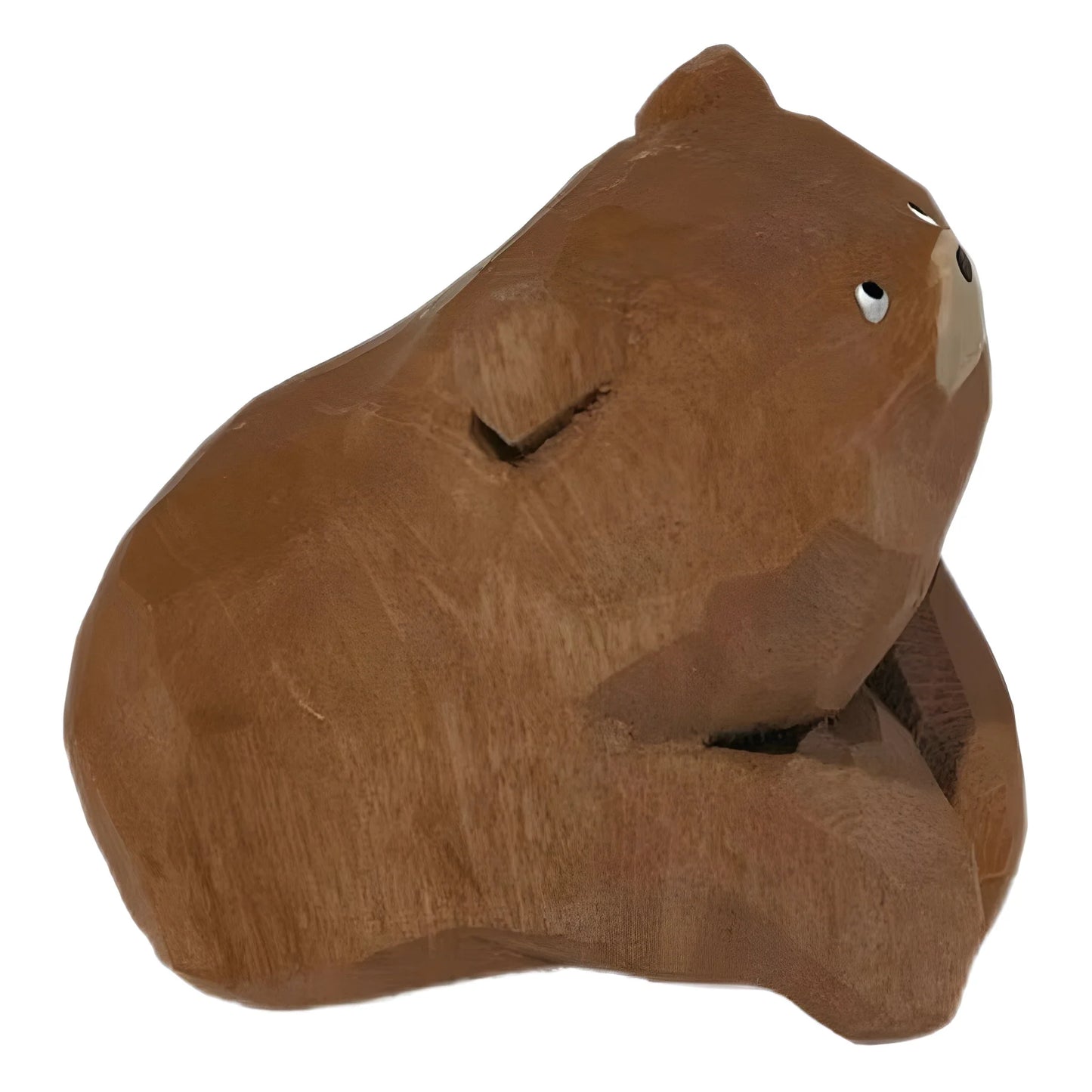 Hand-Carved Solid Wood Bear Desktop Ornament – Cute Home & Room Decoration