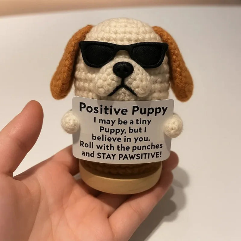Positive Crochet Puppy – Handmade Mini Dog Gift to Encourage & Inspire