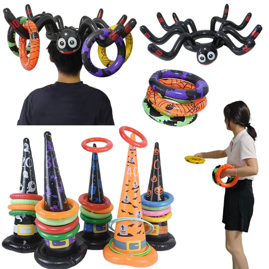 Halloween Inflatable Toss Game – Witch’s Hat or Spider Hat Ring Throw