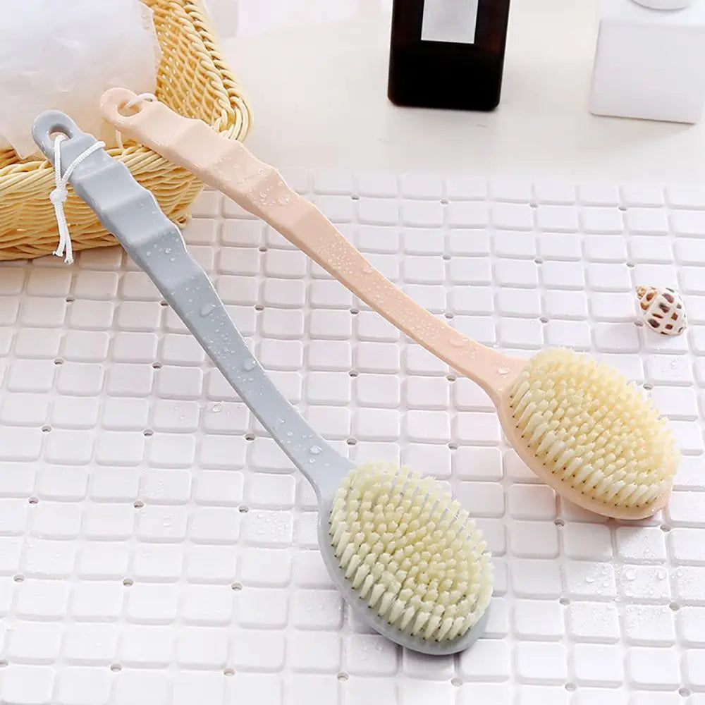 Long Handle Bath Brush – Soft Exfoliating Shower Brush in Beige, Green, Blue or Pink