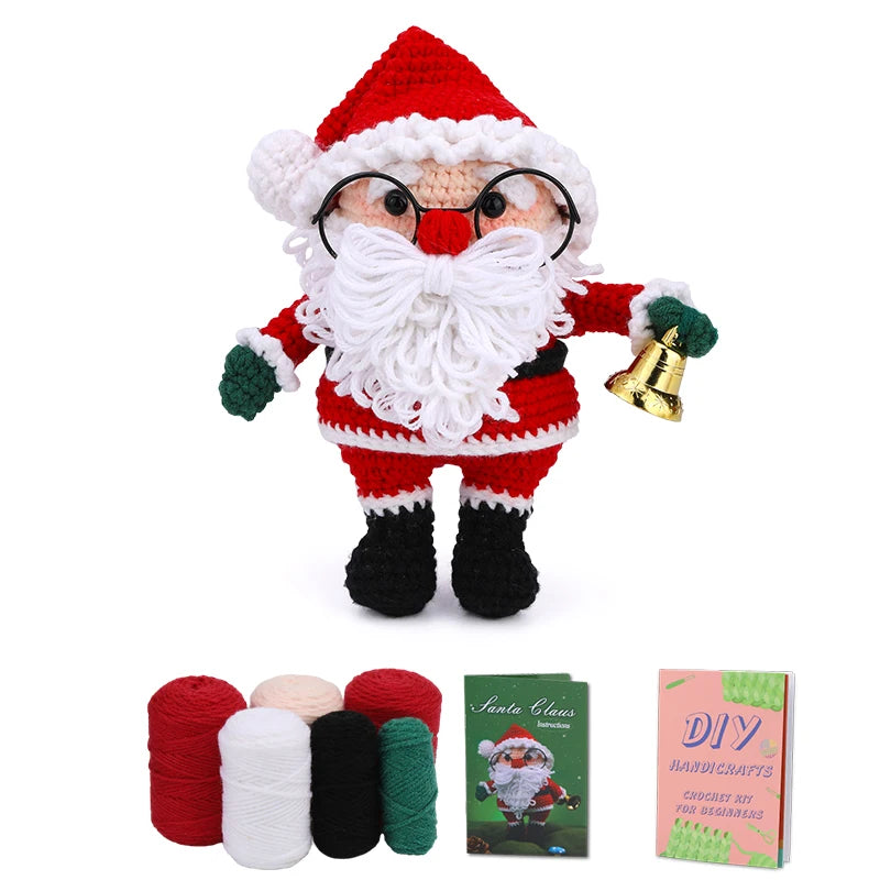 Christmas Crochet Kit – DIY Santa, Reindeer, Snowman & Tree with Yarn & Hooks