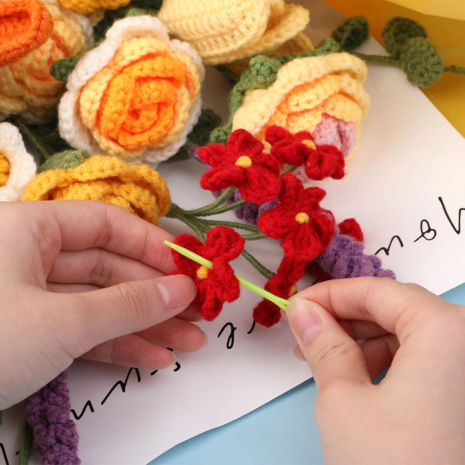 Crochet Bouquet Flowers DIY Kit — Yarn, Hooks & Instructions for Beginners