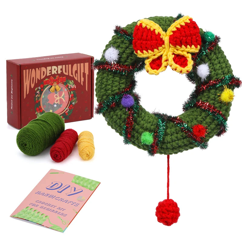Christmas Crochet Kit – DIY Santa, Reindeer, Snowman & Tree with Yarn & Hooks