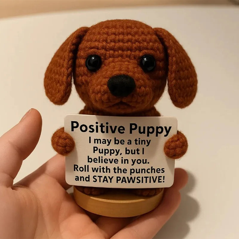 Positive Crochet Puppy – Handmade Mini Dog Gift to Encourage & Inspire