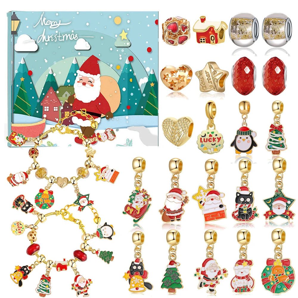 24-Day Christmas Countdown Calendar – DIY Charm Bracelet Kit Gift