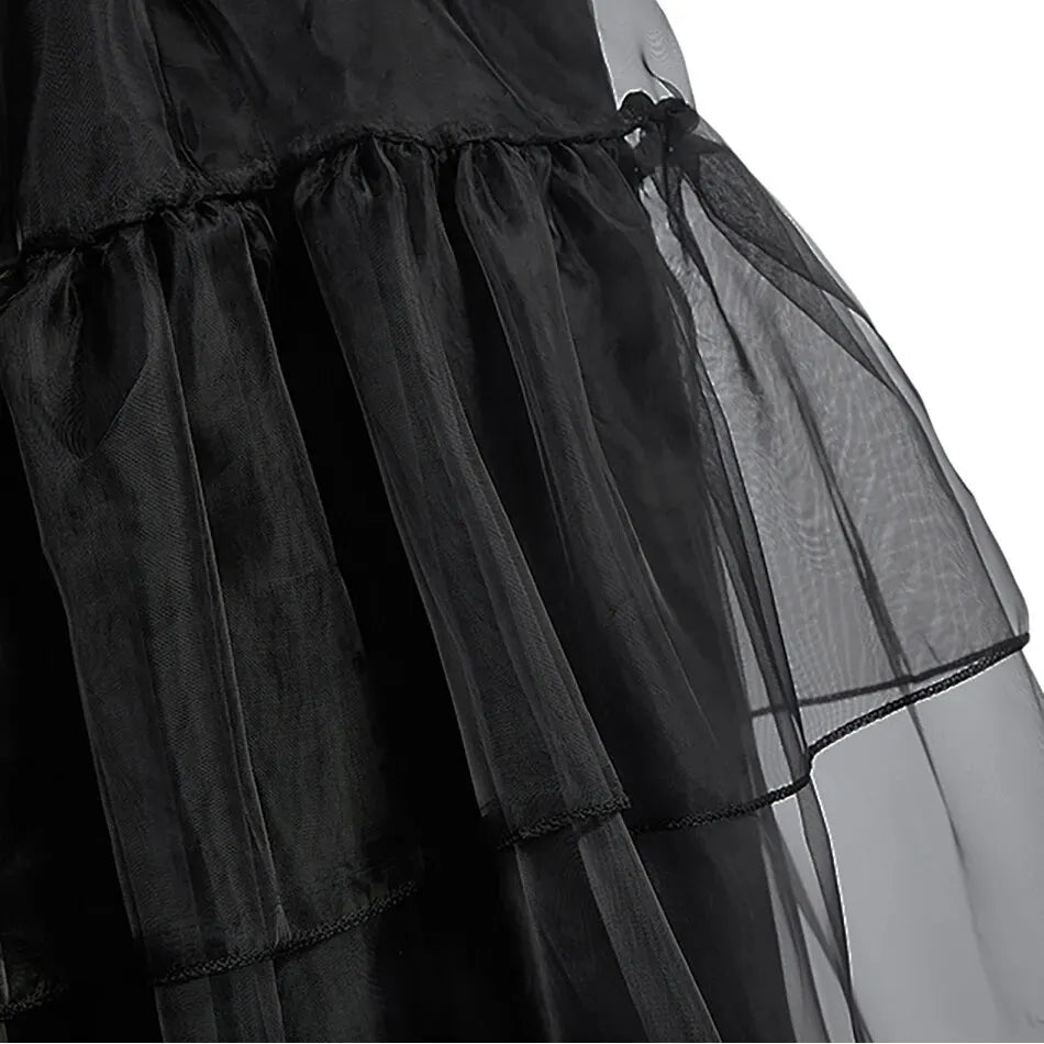 Girls Gothic Black Costume Dress – Spooky Princess Outfit for Halloween & Parties